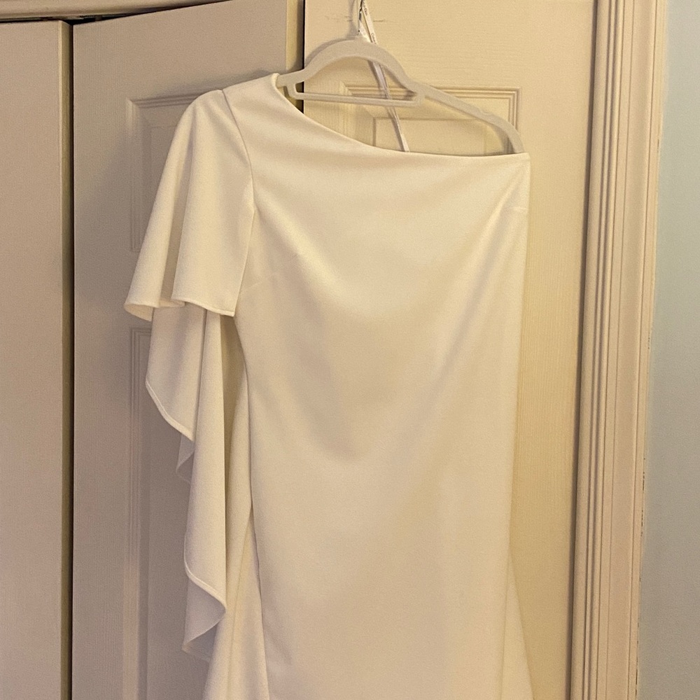 Off the Shoulder Winter White Cocktail Dress